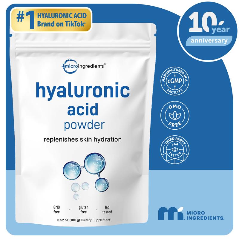 Micro Ingredients Hyaluronic Acid Powder, DIY Facial Serum, Skin Hydration Care Formula