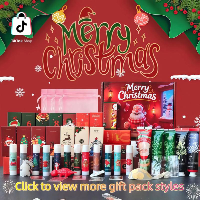 [Christmas Gift ]ROZINO Christmas Theme Skincare Gift Pack - Holiday Skincare Happiness Set for Daily Use - Winter Health Set with Lip & Hand Luxe, Winter Wellness Bundle, and Bath & Body Bliss Set