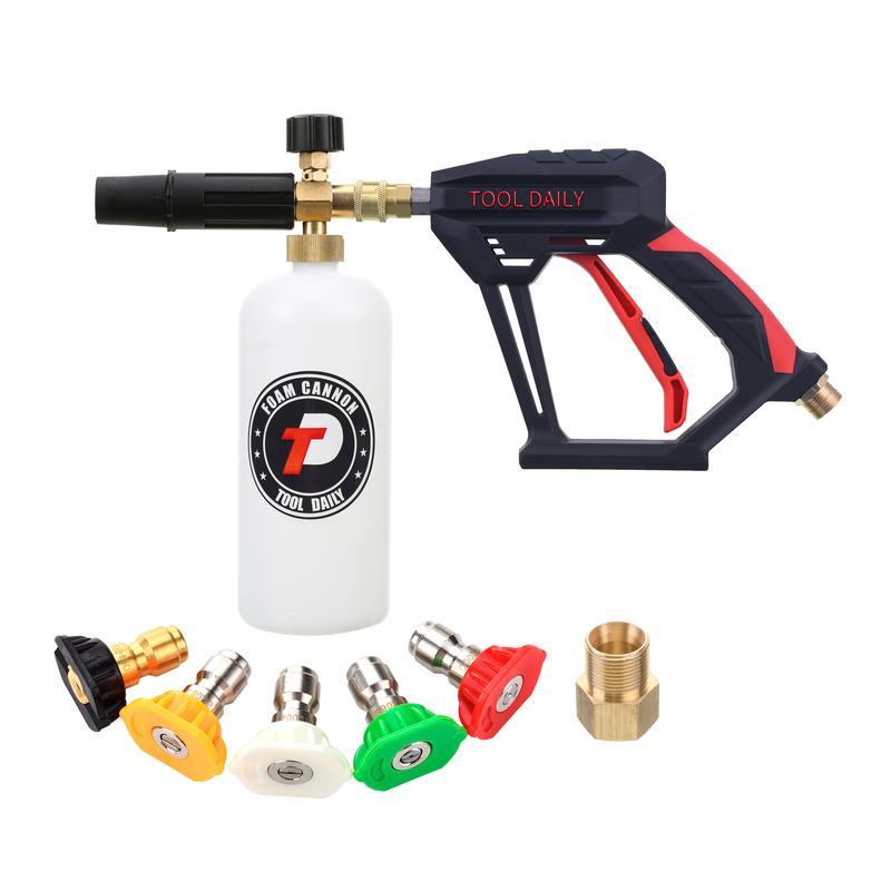 Tool Daily Short Handheld with  Cannon FOR PRESSURE WASHER,  1/4 Inch Quick Connector, Water Spray Tool with 5 Nozzle Tips, 1 Liter snow foam lance, FathersDayGift tiktokshopspringglowup