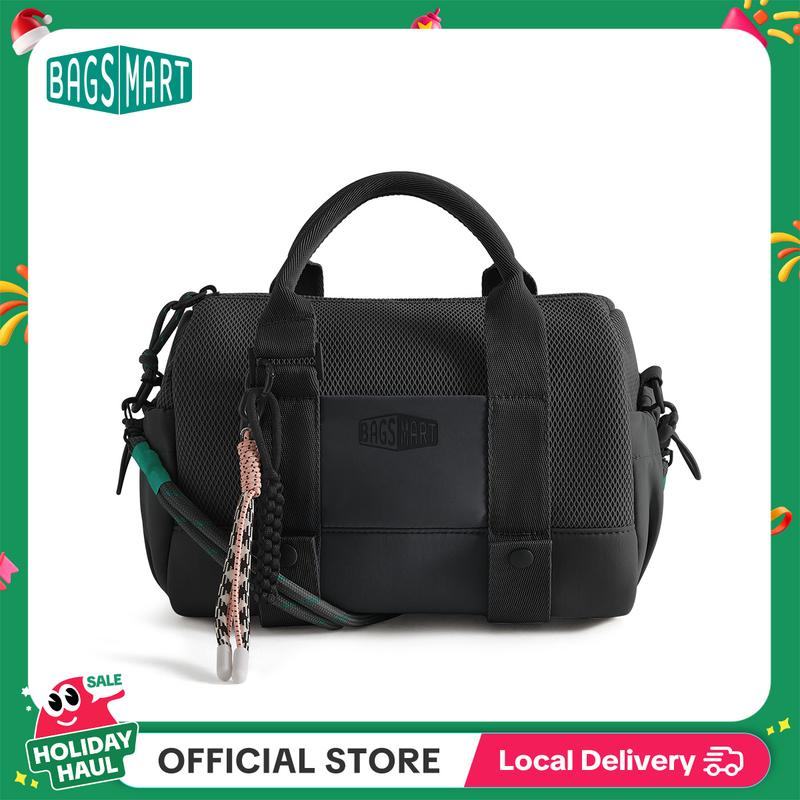 BAGSMART Reiki Mini Gym Compact Duffle Bag (9.84" x 5.9" x 6.69") 5.5L Capacity, Waterproof PVC Pocket, Adjustable Bottom Straps, Elastic side pockets, Ideal for Gym & Daily Use
