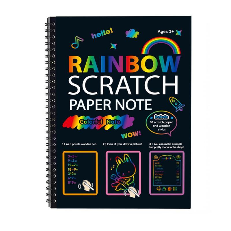 Rainbow Scratch Paper Art Set, 1/10pcs Scratch Paper Set with Wooden Stylus, Art Drawing Supplies for Kids, Birthday Gift, Party Favor Game, DIY Decorative Painting, Art Craft Supplies