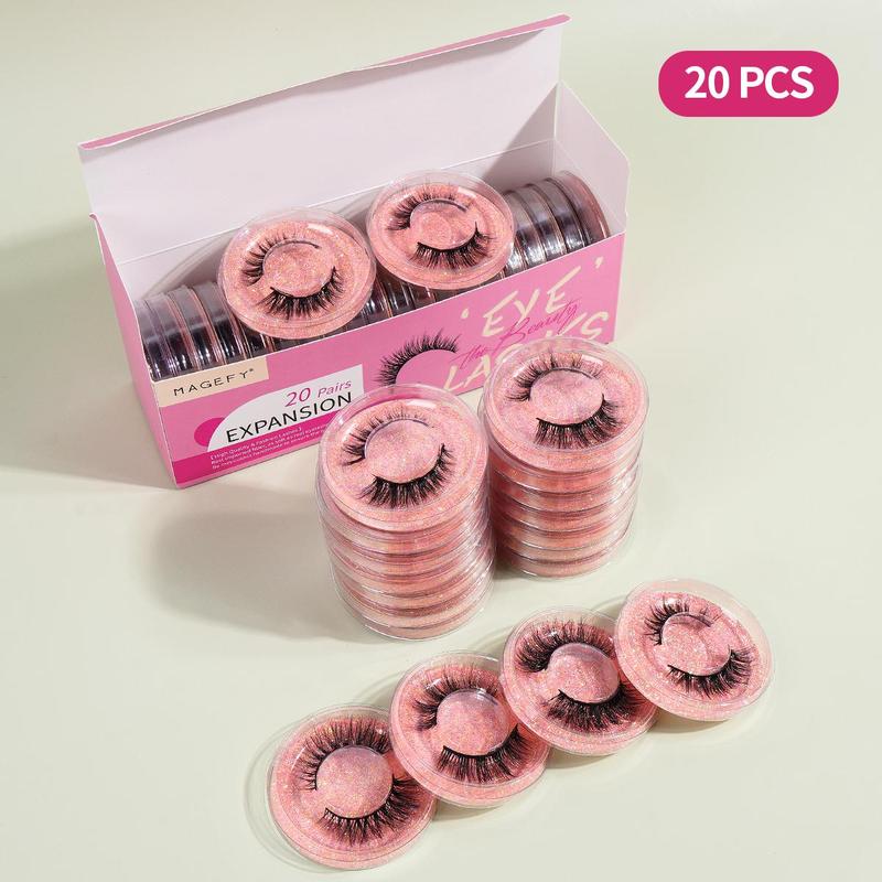 Cosmetic Manga Style Crossed False Eyelashes for Lash Extensions, 20 Pairs/box Self Grafting Fake Lashes Strips Lashes, Summer Gift, Summer Makeup, Eyelash Set
