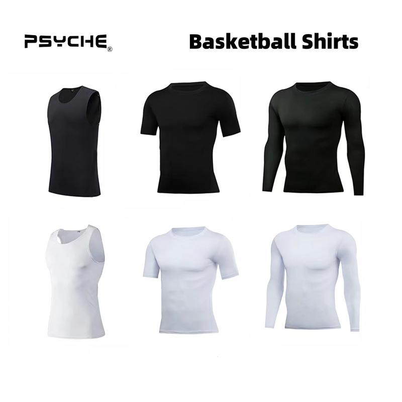 PSYCHE Compression Long Sleeve Shirts for Spring, Quick Drying Breathable Fit Sports T-Shirt, Men's Sportswear Clothing for Gym Running Football, Mens Sports Clothes