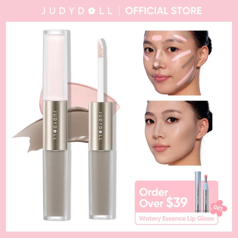 JUDYDOLL Liquid Highlighter & Contour Duo, Liquid Contour & Under Eye Brightening Duo, Bronze, Buildable, Ultra-Blendable, Dual-Ended Highlighter & Contour Liquid, Makeup, Cosmetic, Long-Lasting, Mother's Day Gift, Summervibes