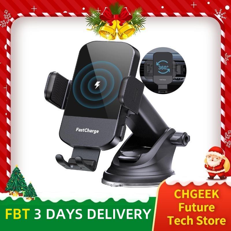 Wireless Car Charger, CHGeek 15W Auto-Clamping Car Mount for Cellphone Charging, Mobile Phone Holder, Smartphone Mount, Tablet Mount, Adjustable Car Charger, Electronic Phone Stand