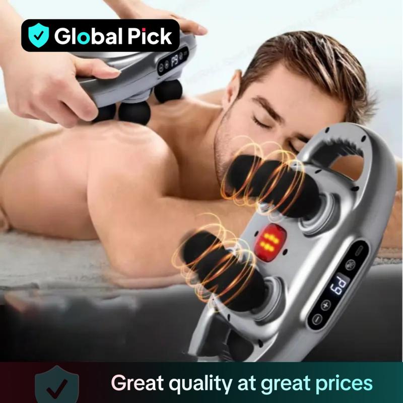 6-head Back Massager, 9-speed Adjustment Muscle Massager with Red Light Heating, Professional Muscle Massage Tool for Home & Travel