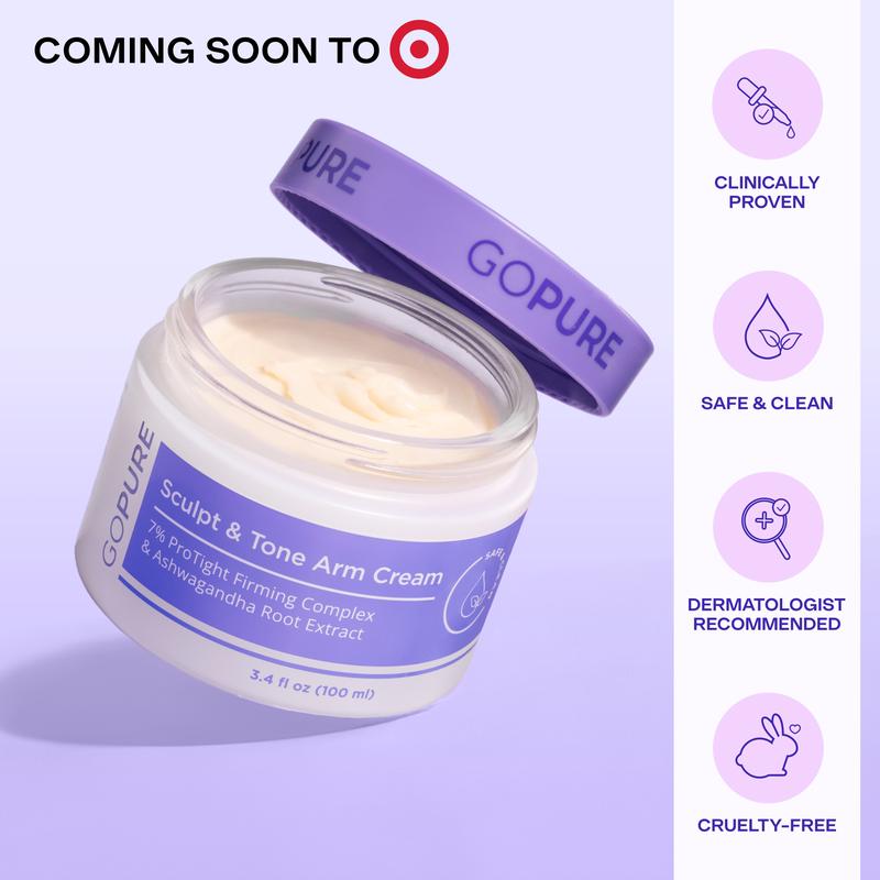 GOPURE Sculpt & Tone Arm Cream with 7% ProTight Firming Complex & Ashwagandha Root Extract Daily Hydrating Moisturizer for Loose Skin Repair