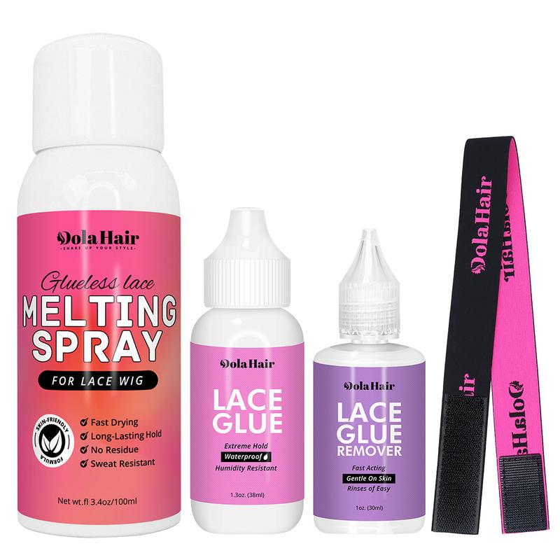 Dolahair Glueless Lace Melting Spray Wig Install Kit with Lace Glue Adhesive Glue Remover & Lace Bands for Seamless Natural Look #Summervibes