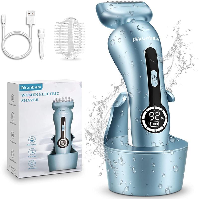 Women Electric Shaver Electric Razor for Womens Bikini Legs Underarm Public Hairs Cordless Rechargeable Trimmer with Detachable Head IPX7 Waterproof