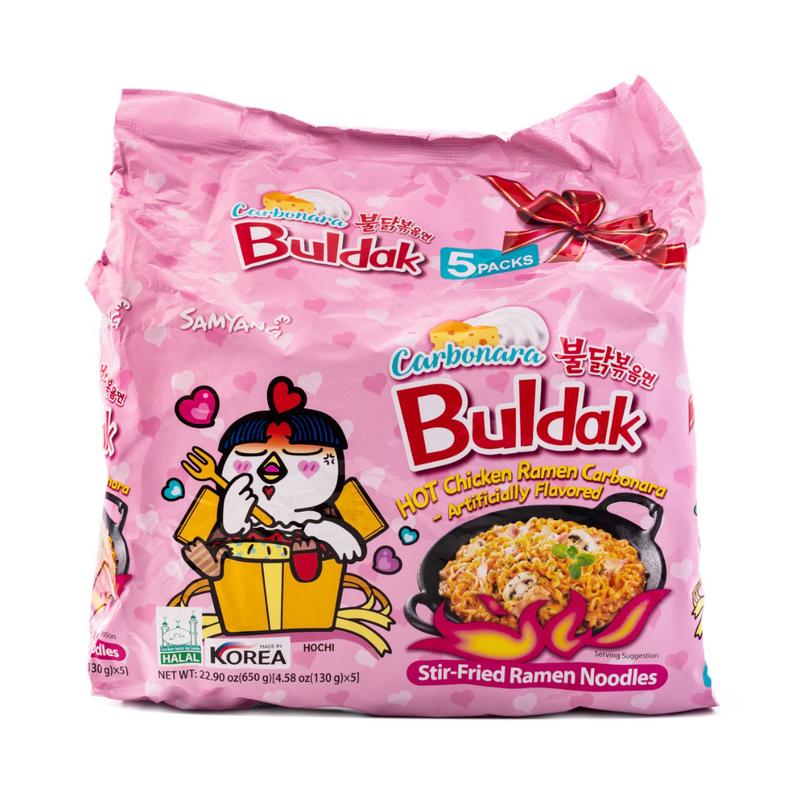 Samyang Buldak Ramen Carbonara Hot Chicken Flavor - 5pk, 22.9 oz Creamy Korean Instant Noodles, Spicy Pantry Snacks, Asian Pansit