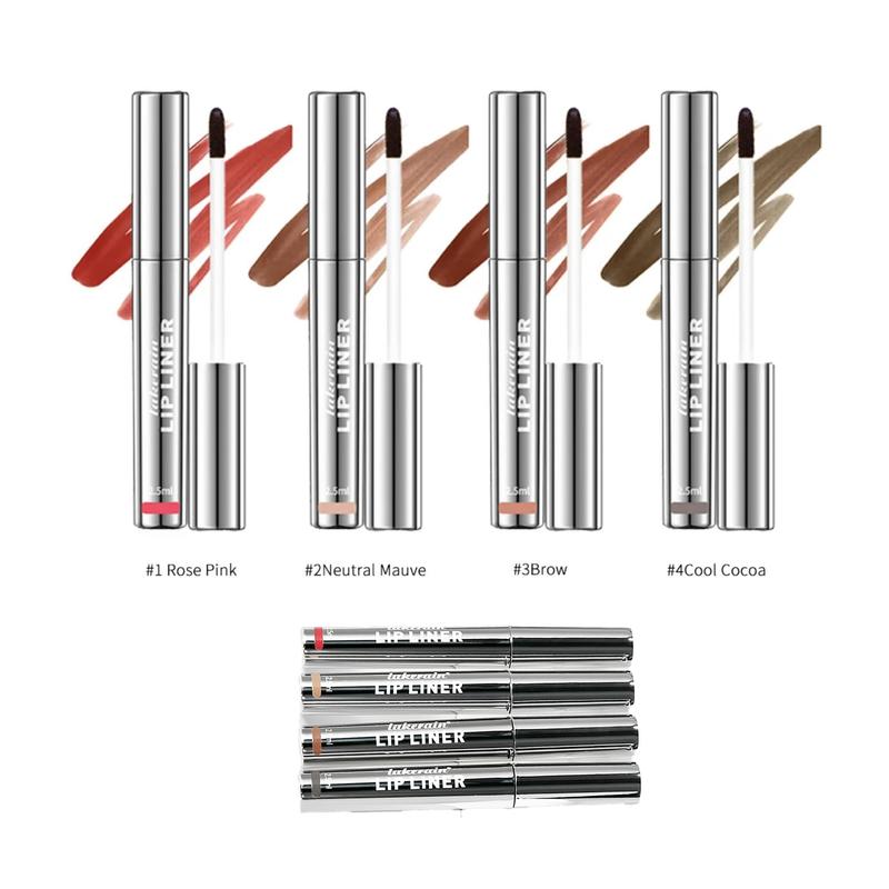 Long-Lasting Peel-Off Lip Liner Stain, 4 Counts/set Transfer-proof Lipliner Lip Stain, All Day & Night Water Resistant and Smudge Resistant  Matte Lip Liner, Cosmetic Makeup Tool for Women & Girls Gel Eyeliner,Mother's Day Gift