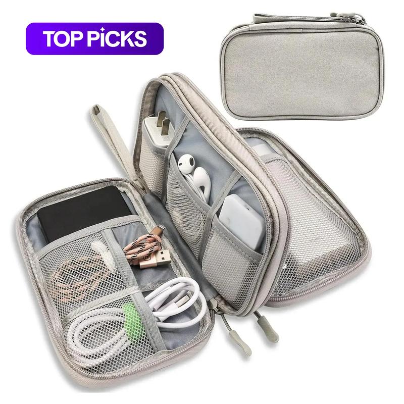 Cable Storage Bag, Portable Double Layer Makeup Storage Box, Waterproof Stationary Storage Container, Travel Organization Pouch for Outdoor Travel, Gift Choice #GLOBAL PICKS