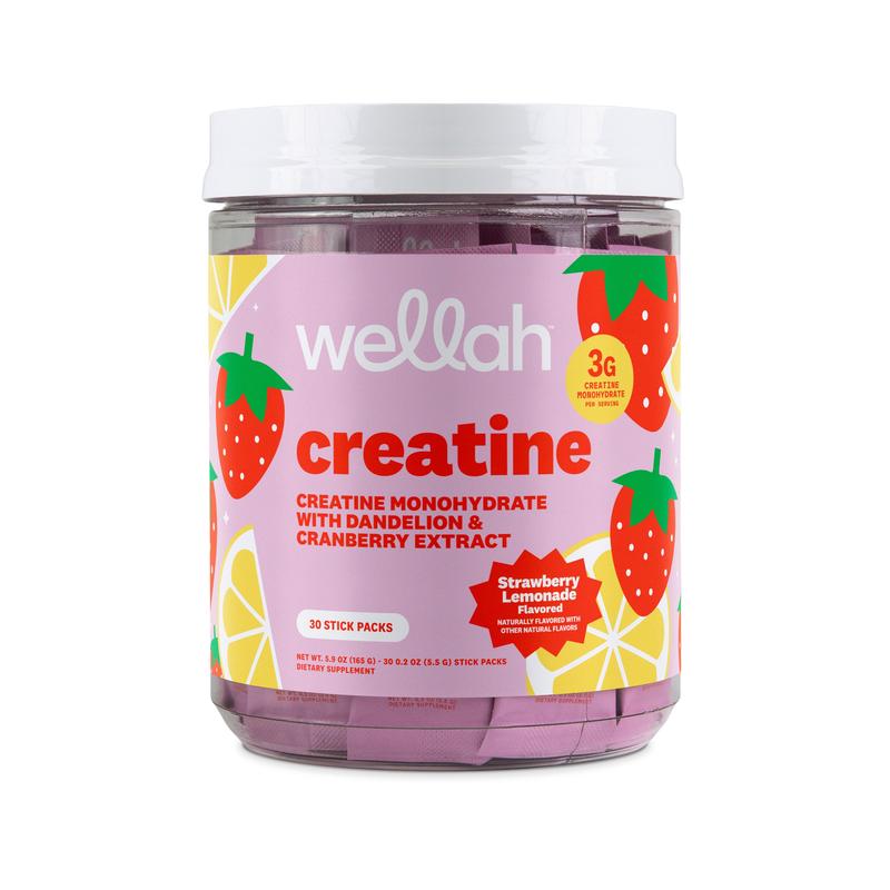 Wellah Creatine Stick Packs | 30 Serving On-The-Go Supplement Creatine Monohydrate Supplement | Creatine For Women | Gym Essential For Women |  Supplement For Women