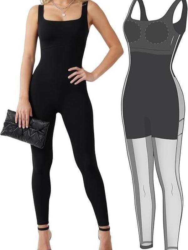 Popilush Seamless Square Neck Sport Jumpsuit  Minimalistic Activewear-Creator Live