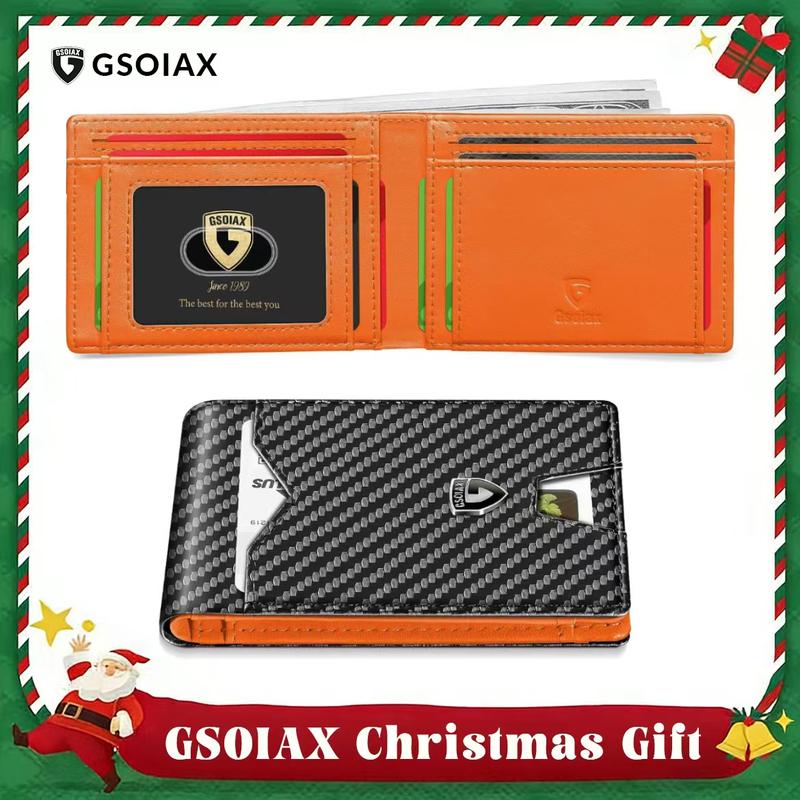 GSOIAX Men's Slim Wallet with RFID Blocking Men gifts Holidays Best Gift Ideas