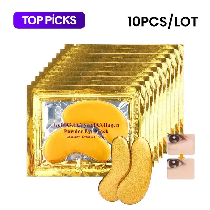 24K Gold Gel Crystal Collagen Eye Mask, 10 Pairs Moisturizing Under-Eye Patches, Eye Care Product for Women and Men, Professional Eye Treatment #GLOBAL PICKS