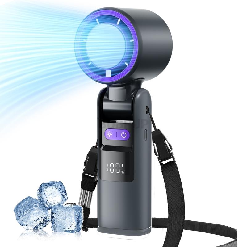 Portable Handheld Turbo Fan - 5 Gear High Speed 4000mAh Rechargeable Mini Personal Hand Fan with Ice Cooling, Summer Travel Essentials, Beach Vacation, Gifts for Women, Men #GLOBAL PICKS