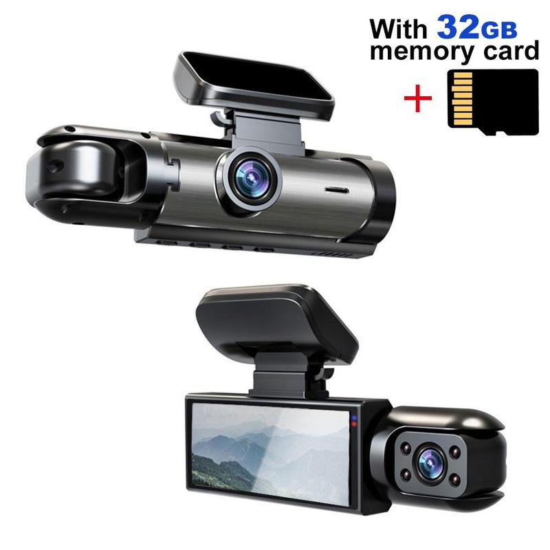 HD 1080P Car Dash Camera with 3.16-Inch IPS Screen, Front & Interior Dual-Lens Driving Recorder with Night Vision, Wide-Angle Car Dashcam with G-Sensor and Loop Recording, Automotive Dashcam